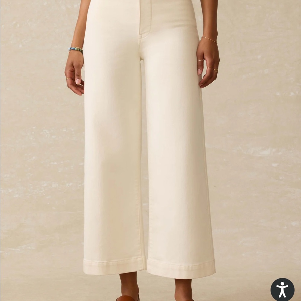 Faherty Cream Wide Leg Jeans